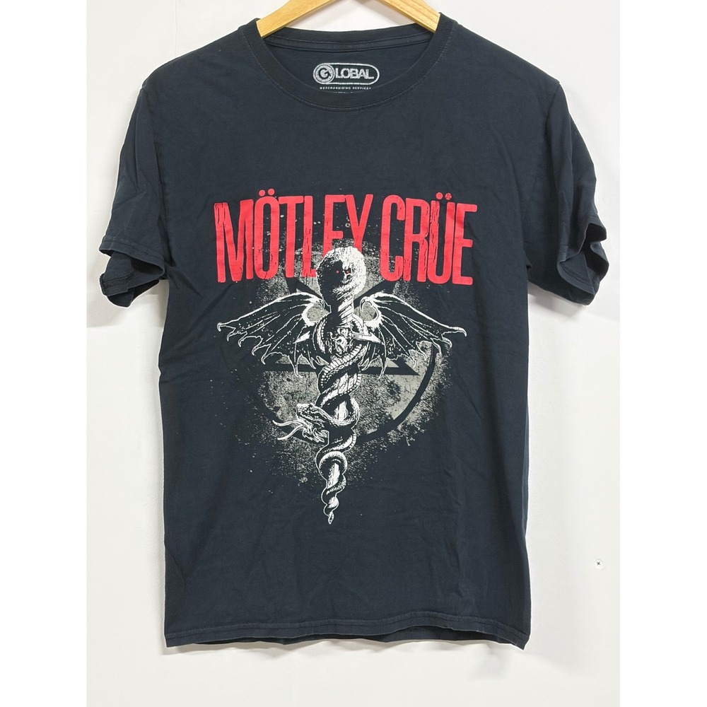 Motley Crue Band T-Shirt Mens Small Black Graphic Rock Tee 2021 Global Merch
